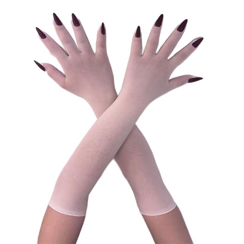 1 Paar Naadloze Mesh Nagelvingerhandschoenen Leuke Handschoenen Cosplay Halloween Nachtclub Dans Bruiloft Feest Accessoires Nagelhandschoenen