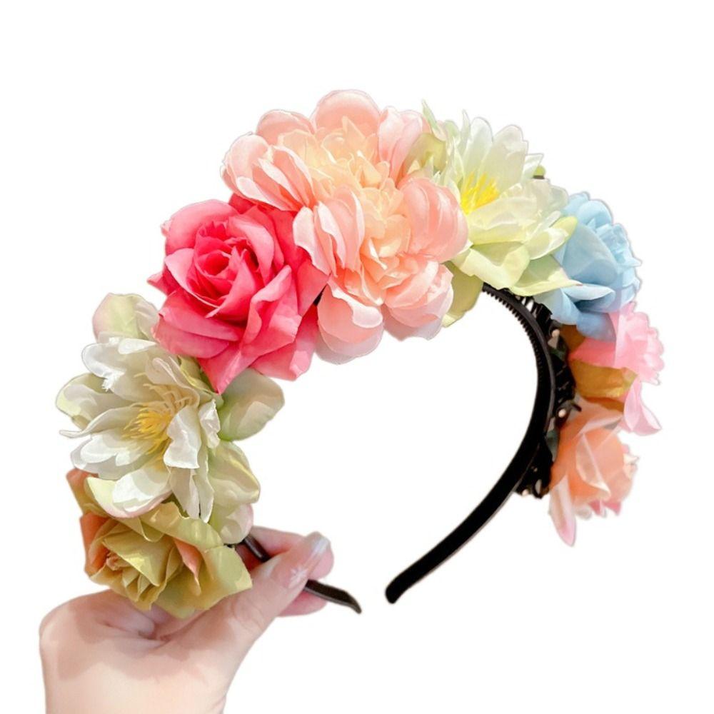 Simulation Flower Floral Garland Colorful Bridal Crown Fairy Children Flower Headband  Girls