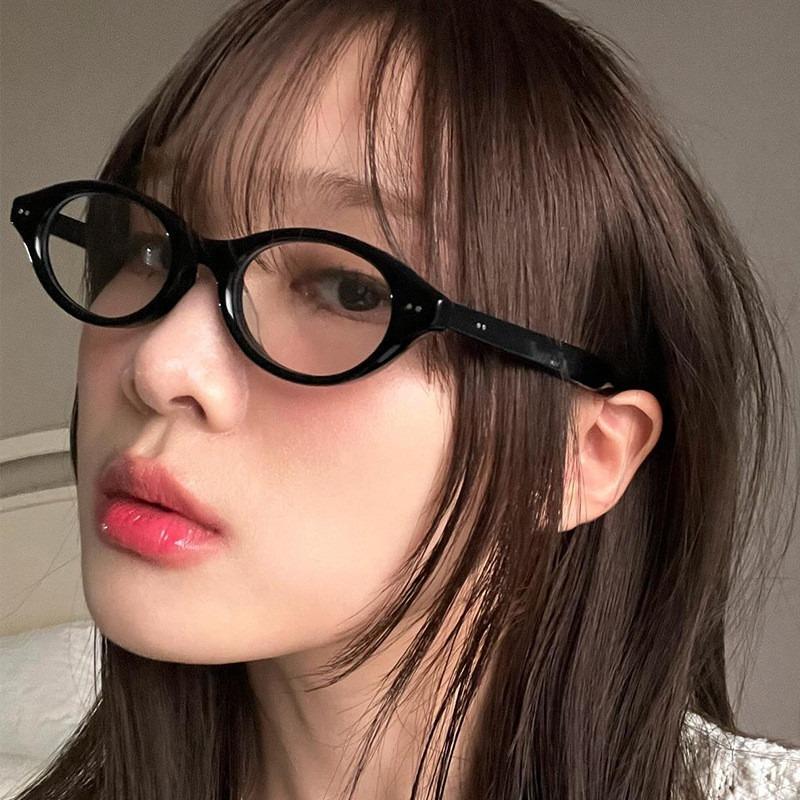 Small Oval Clear Lens Glasses Cute Candy Color Cosplay Costume Decorative Glasses Computer Spectacles Women