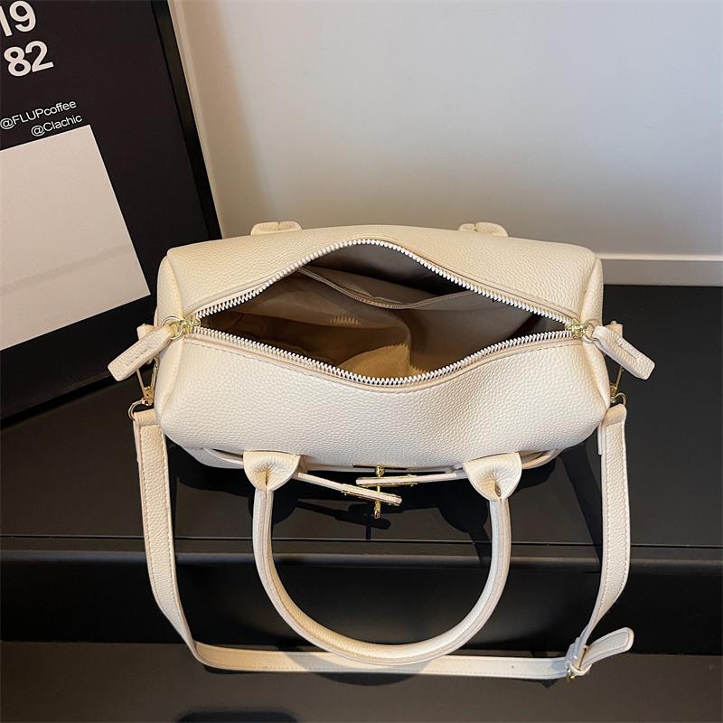 Bolso de Mano Clásico de Piel Sintética Granulada con Asa Superior y Correa de Hombro Desmontable Ideal para la Moda Cotidiana y la Elegancia