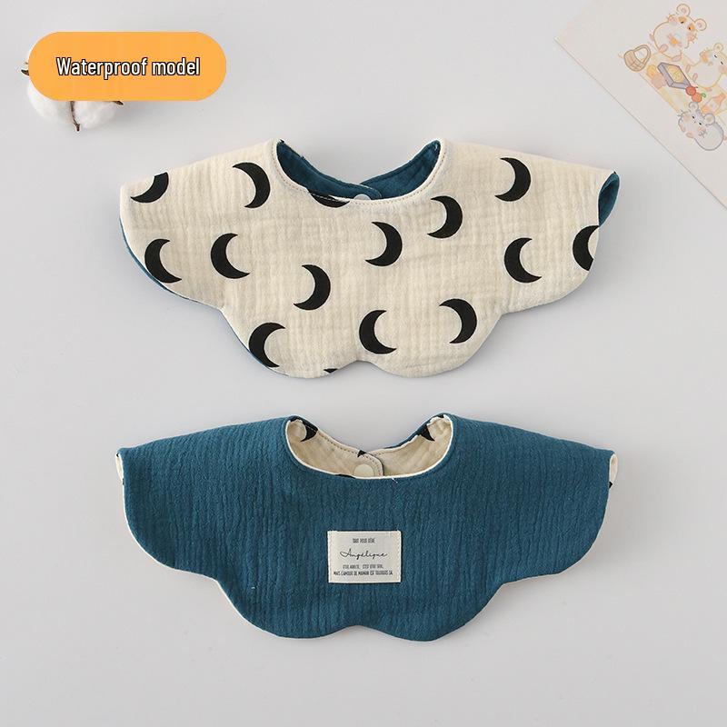 Dwustronny, wodoodporny śliniaczek dla niemowląt w stylu koreańskim z płatkami, wykonany w 100% z gazy bawełnianej