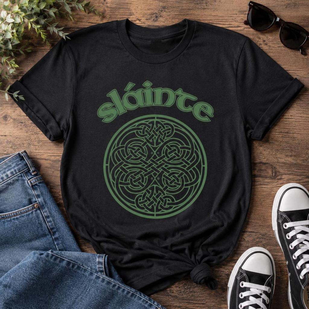 Sláinte Celtic Knot T-Shirt | Irish Heritage Graphic Tee | Gaelic Symbol Shirt