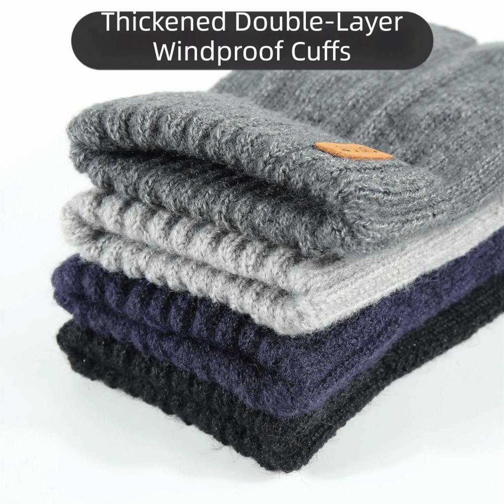 Fleece Lined Half Coverage Gloves Knit Half Finger Gloves Warm Knitted Fingerless Gloves  Winter