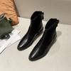 Fashion Round Toe Booties Leather Black Female Short Shoes On Promotion Large Size Warm Boot Autumn Fashion 2024 Hot Women's Ankle Boots