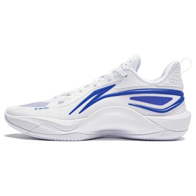 Li Ning Bequeme Dämpfung Rutschfest Abriebfest Atmungsaktiv Niedrige Basketballschuhe Herren Weiß Blau ABPU007-2