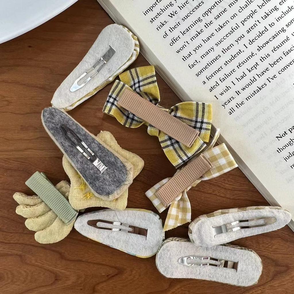 Autumn Cute Bowknot Hairpins Women Girls Kids Plaid Hair Clips Barrettes Accessories Hairclip Headdress Headwear Ornaments