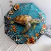 0106 Embossed Floral Marine Animals  Pattern, Automatic Folding Umbrella, Portable and Foldable Design, 8 Ribs, a Christmas or Birthday Gift.