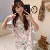 Sweet Full of Graffiti Style Hello Kitty Pajamas Women Can Wear Short-sleeved Shorts Set Ins Style Loungewear In Summer
