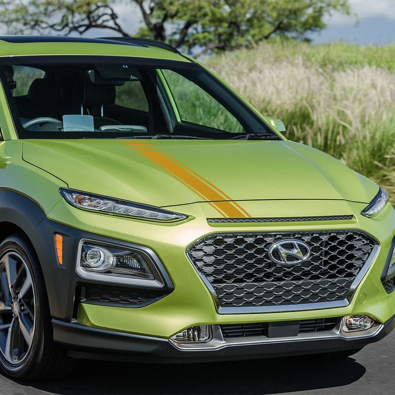 For Hyundai Kona Hybrid N Line Car Hood Bonnet Sticker Electric Graphics Stripes Kit Vinyl Film Decor Decal Auto Accessories