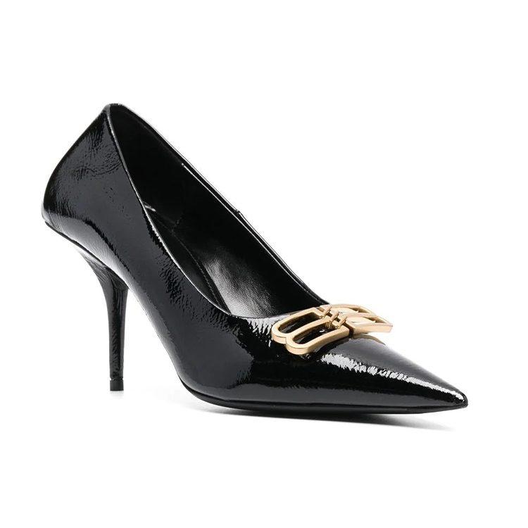 Balenciaga Square Knife Bb 80mm Pumps 'Black Shiny Lambskin' Women's 694712WBD821080