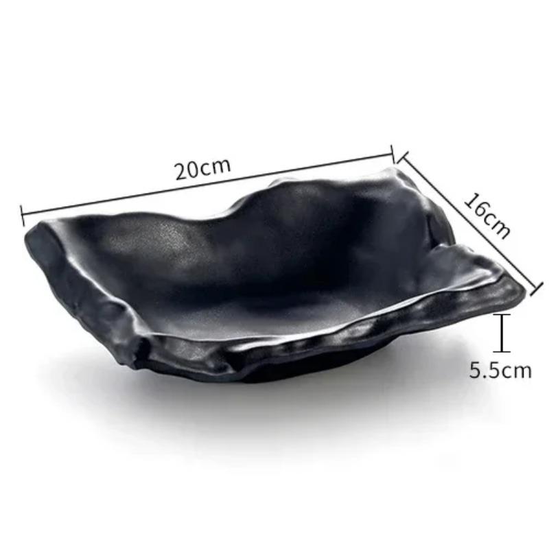 Western Steak Salad Dessert Plate Personality Creative Resistance To Fall Snack Food Grade Plastic Black Frosted Tableware