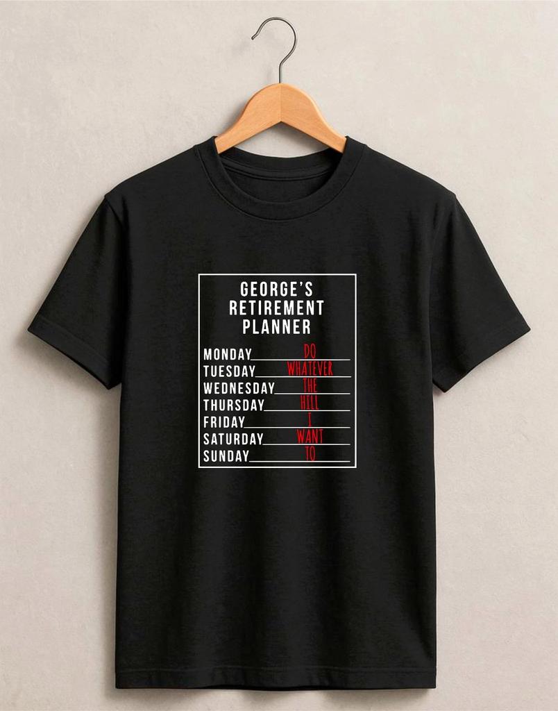 Personalised Funny Retirement Schedule T-Shirt, Weekly Schedule Gift For Grandpa