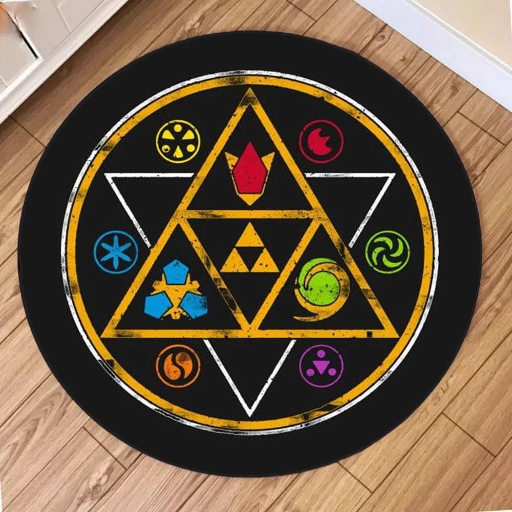 

Zelda Symbol Round Rug Retro Style Game Room Carpet for Living Room Gaming Decor Zelda Majora’s Mask Rug Gift for Gamer Diameter 40cm