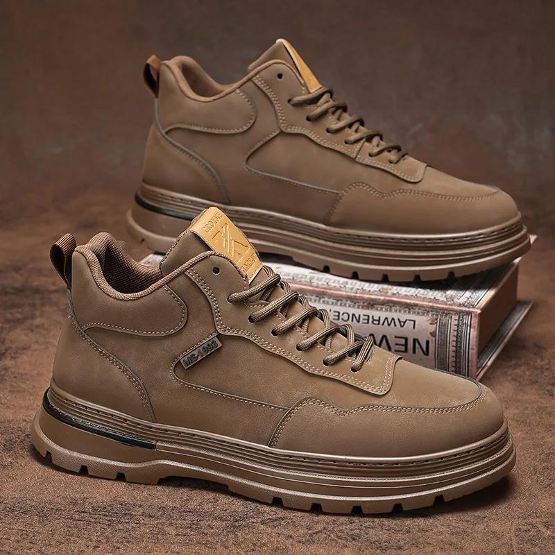 

Мода 2025 Ретро Толстая Подошва Кеды для Мужчин, Универсальные Британские Низкие Повседневные Туфли, Высококачественная Рабочая Одежда Модные Кроссовки 44