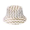 2025 European and American New Casual Trend Mixed Color Plaid Bucket Hat Plush Hat Thermal Basin Hat Men and Women Autumn and Winter