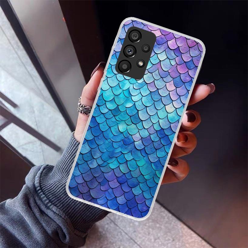 Fish Scale Pattern Mermaid Phone Case For Samsung Galaxy A12 A52S A42 A32 A22 A51 A50 Note 20 Ultra 10 S10 Plus A71 A70 A31 A30