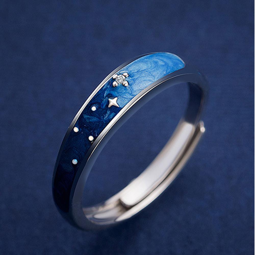 2 Pieces/Set Copper Color Couple Rings Fashion Wedding Bride Bridegroom Jewelry Starry Sky Rings Anniversary For Best Friends