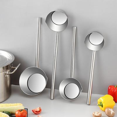 Big Stainless Steel Water Ladle Long Handle Thickened Resturant Soup Ladle Anti Scalding Sauce Seasoning Spoon Household