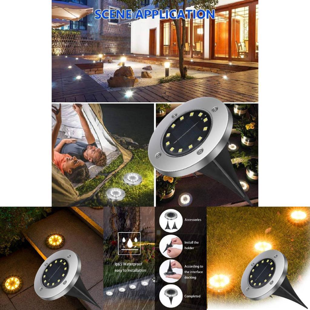 Outdoor Stainless Steel 8 Led Solar Ground Lights Waterproof For Garden Lawn Patio