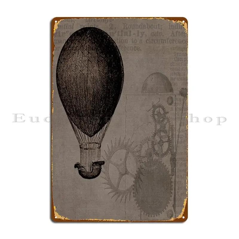 Steampunk Airship Metal Sign Garage Print Cinema Wall Decor Cinema Tin Sign Poster 20x30cm(7.8x11.8inch)