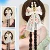 Female Synthetic Wig Lace Flower Bow Tie Tassel Grabbed Clip Wig Natural Fake Twist Ponytail Creative Gentle Versatile Hairstyle