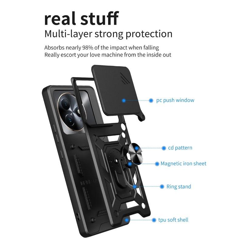 Camera Protect Case for ITEL S24 S23 Plus S23 Itel A70 A60 A60S Armor Hybrid Metal Ring Car Holder Back Cover