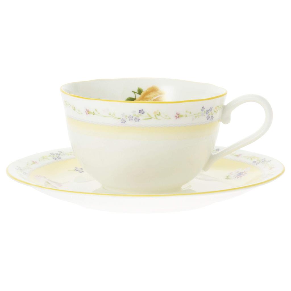Noritake Jeune Freres Cup & Saucer (Pair Set) (For Coffee and Tea) 220cc, Microwave-Safe, Bone China, P59387A/4620
