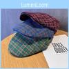 Checkered Pattern Vintage Beret Hat With Breathable Cotton For Women Fashion