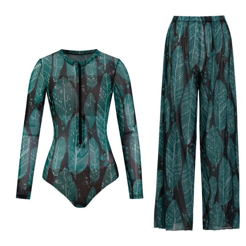 Costume da Bagno Solare Donna Alta Elasticità Ispessito Rete Pantaloni Larghi Costumi da Bagno Europei e Americani Fitness Intero