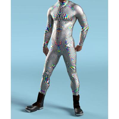 Mehrfarbiges Skelett-bedrucktes Kostüm für Herren und Kinder, Reißverschluss vorne, Zentai-Bodysuit, Halloween-Party-Overalls, Karnevals-Urlaubs-Outfit