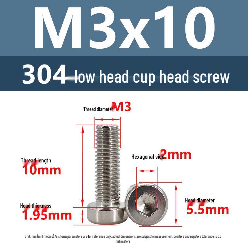 304 Edelstahl Flachkopf Innensechskant Maschinenschrauben M3-M10