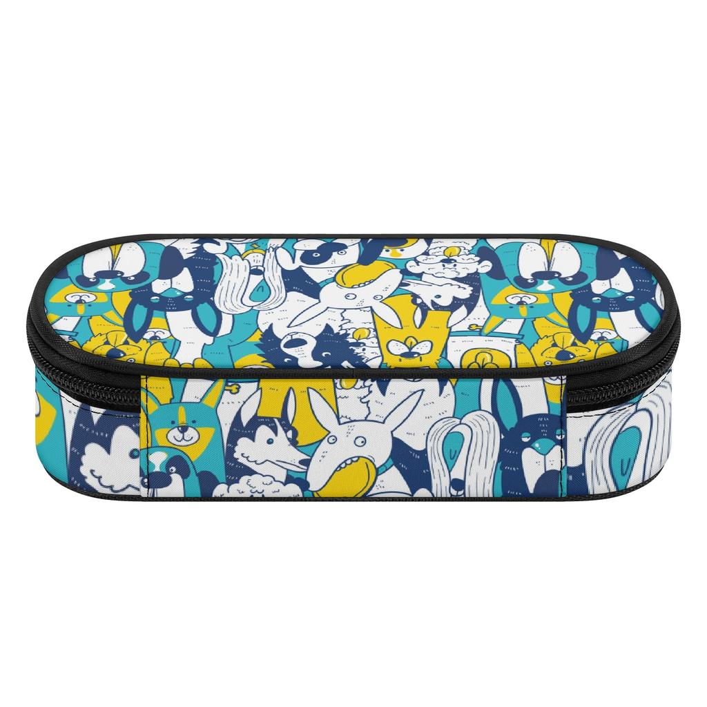 Pencil Pouch Spacious Storage 300D Polyester Zipper Closure with Main Compartment Mesh Pocket and Pen Slots for Classroom Use