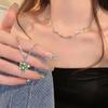 New Green Crystal Love Double Layer Necklace For Women Fashionable Personalized Daily Accessory Party Jewelry Birthday Gifts