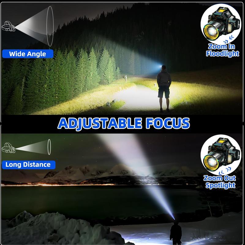 Rechargeable LED Sensor Headlamp Super Bright Zoomable Torch Outdoor Camping Fishing COB Floodlight Portable Working Headlamp