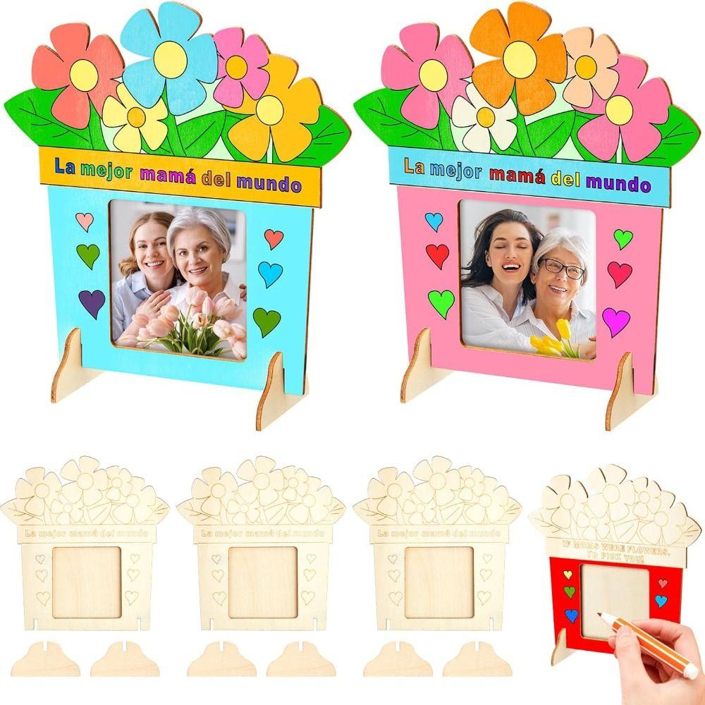 Flower DIY Photo Frame Unfinished Mother's Day Frame Photo Display Rack  Kindergarten Craft