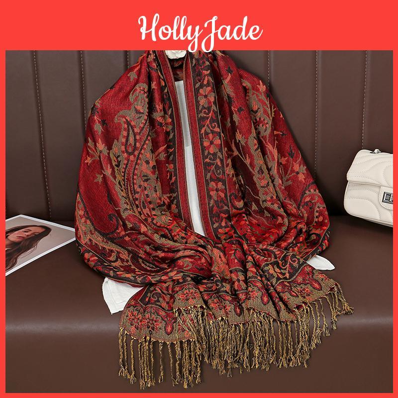 Luxury Pashmina Brand Autumn Cashmere Shawl Lady Wrap Warm Winter Scarves Design Print Female Foulard Cotton Stoles Scarf