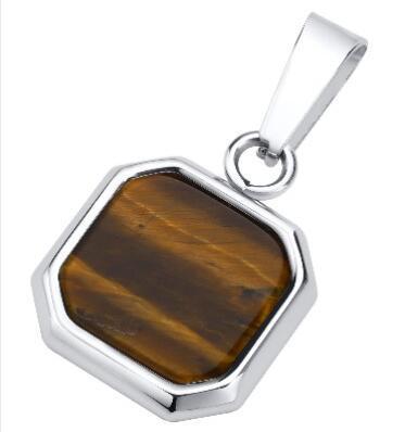 Stainless Steel Square Pendant Men, Sweater Stacked Necklace, Natural Tiger Eye Sweater Chain Nc-892