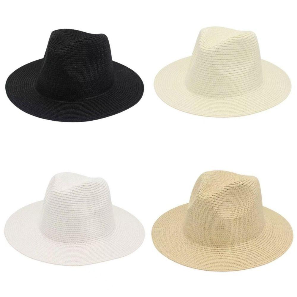 Lightweight Panama Straw Hat Breathable Beach Hat New Wide Brim Sun Hat Outdoor