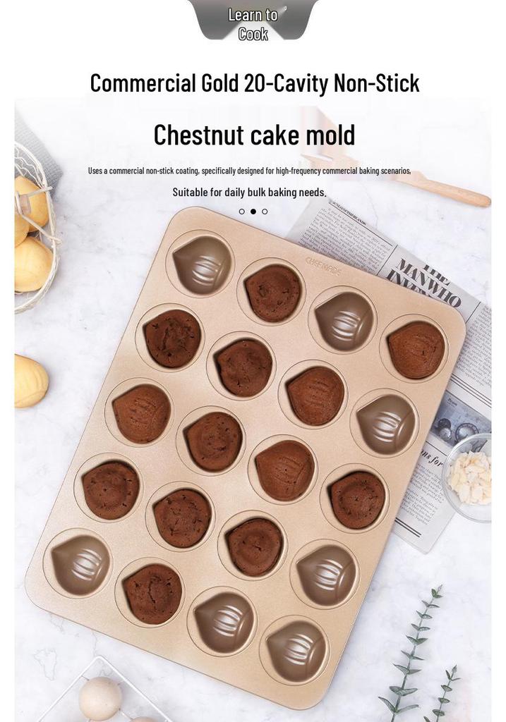 Xuechu 20-Cavity Non-Stick Madeleine & Chestnut Cake Baking Pan