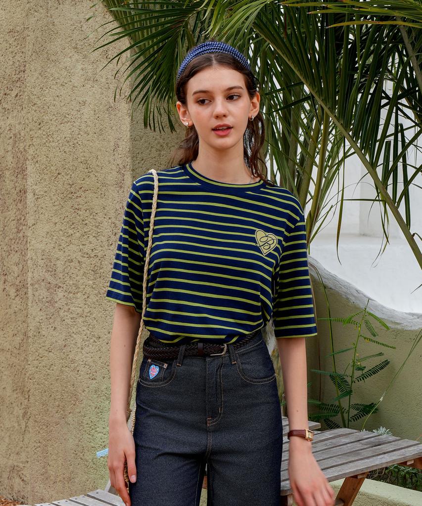 PIGMENT Spring Heart Embroidery T-Shirt (Jxht241220)