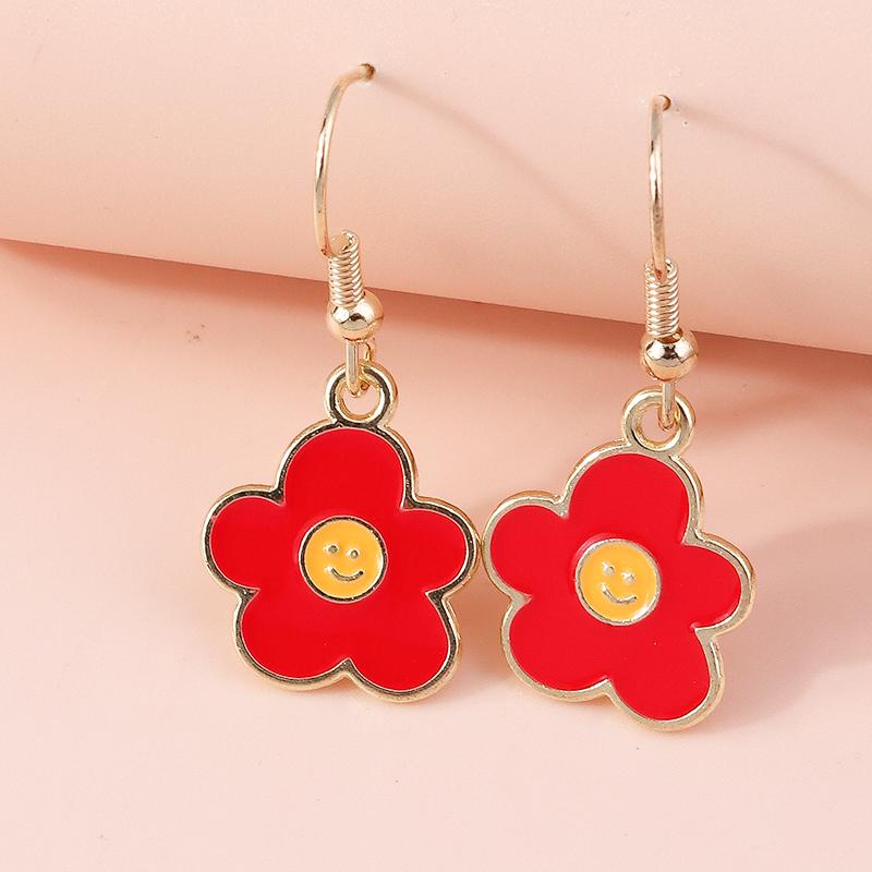 Fashion Colorful Flower Drop Earrings for Women Handmade Knitted Flower Dangle Hooks Earrings Girls Party Holiday Jewelry Gifts