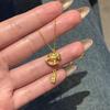 K real gold electroplated pony peace talisman necklace new Chinese retro temperament clavicle chain natal year light luxury neck chain