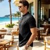 Men’s Summer Casual Loose Fit Button Up Polo Shirt with Short Sleeves Comfortable Lightweight Material Classic Design