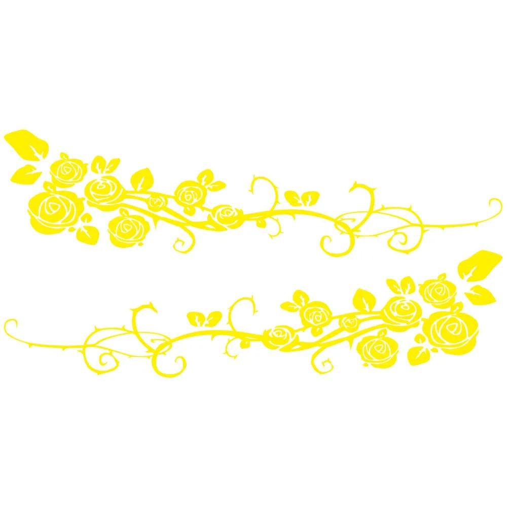 2pcs/lot 2Sides Door Vinyl Car Sticker Art Design Floral Pattern Stylish Decoration Modified Rose Flower Vine Car Decal Stickers