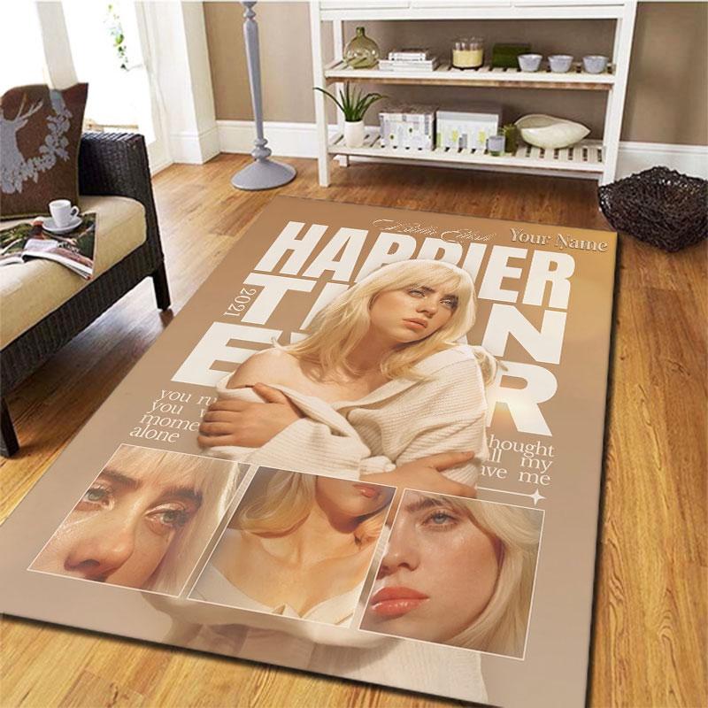 Billie Eilish Custom Name Carpet Rug for Living Room Bedroom Home Sofa Decoration,Kids Play Non-slip Floor Mat