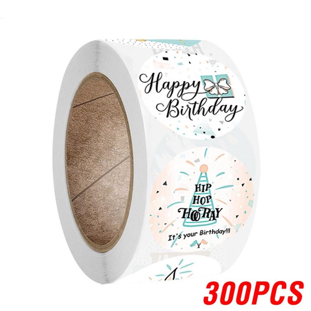 100-500pcs Cute Happy Birthday Sticker Birthday Gift Decoration Label Sealing Balloon Cake Label Packaging Scrapbook Sticker