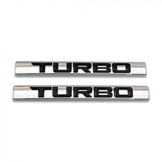 2x Chrome&Black Metal Turbo  Car Emblem Racing Sport Bagde 3D Sticker Decal