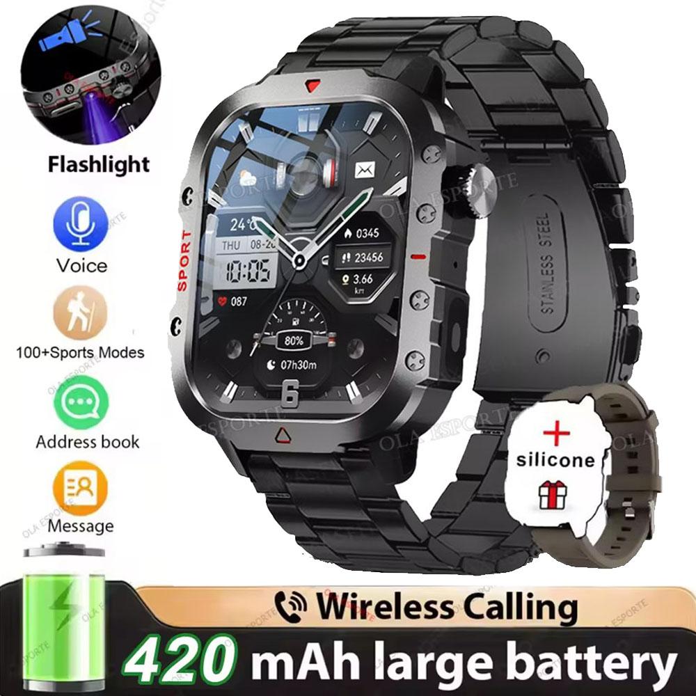 New Military Smart Watch Men IP68 5ATM Outdoor Sports Fitness Tracker Health Monitoring 1.81Inch Bluetooth Calls Smartwatch HT30