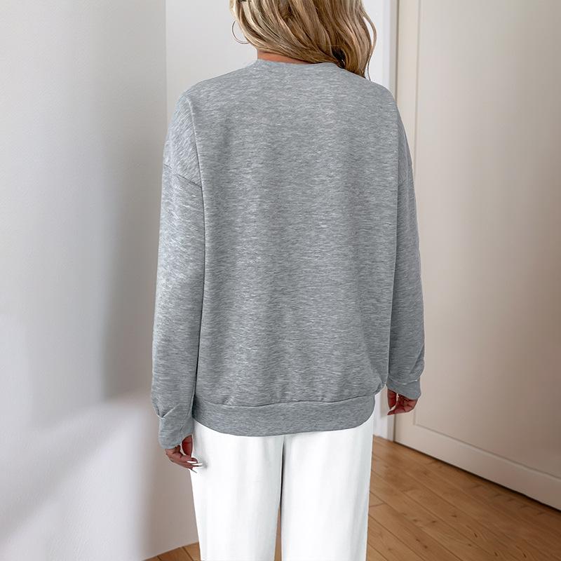 Autumn Women's Sequin Spliced Loose Fit Long-Sleeve Pullover Hoodie