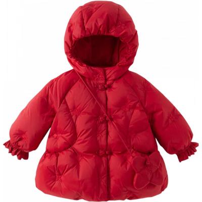 DAVE & BELLA Girls' Chinese Style Red Winter Hooded Down Jacket